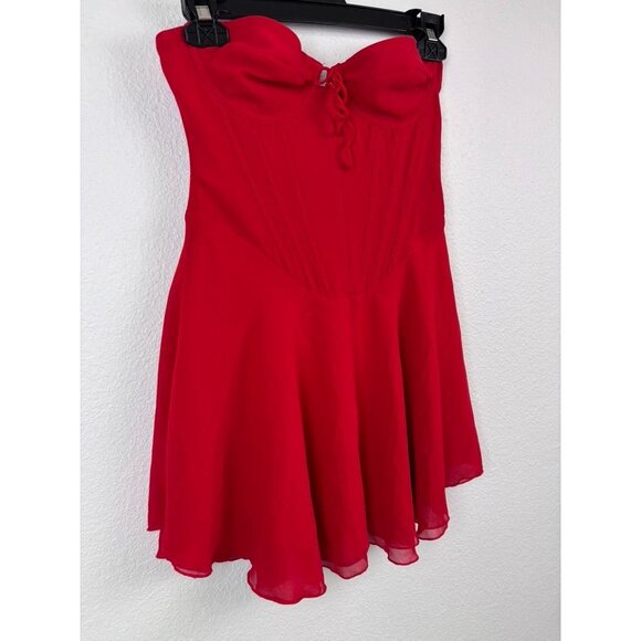 White Fox women's small red push the feeling mini dress corset strapless - Picture 3 of 8